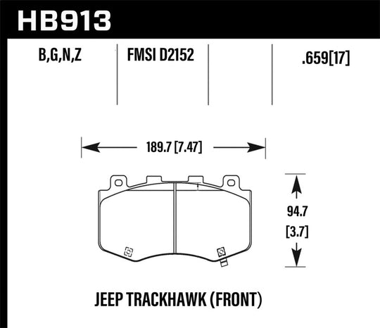 Hawk 18-19 Jeep Grand Cherokee Trackhawk HPS 5.0 Front Brake Pads