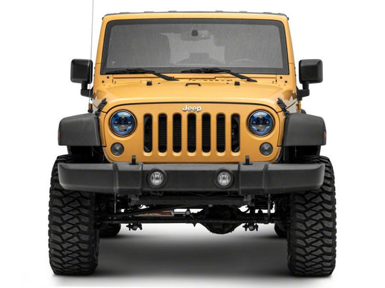 Raxiom 07-18 Jeep Wrangler JK 7-In LED Headlights- BlueHousing- Clear Lens