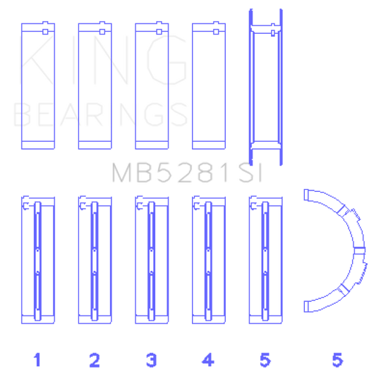 King Ford 281CI 4.6L V8 (Size +0.75) Main Bearing Set