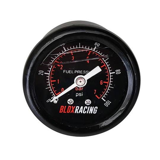 BLOX Racing Liquid-Filled Fuel Pressure Gauge 0-100psi (Black Face)