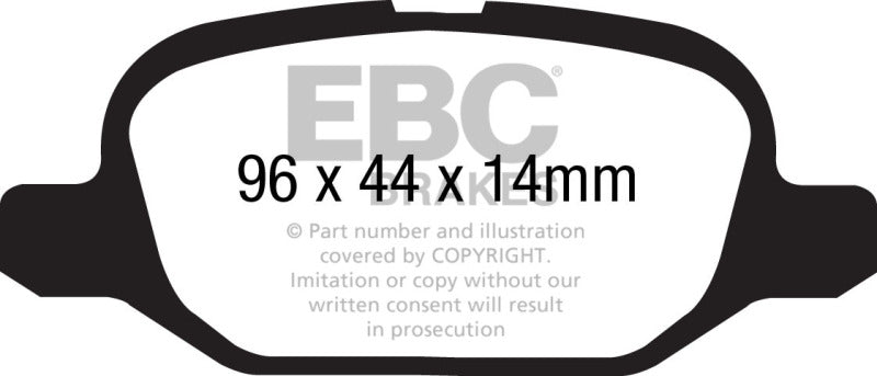 EBC 11+ Fiat 500 1.4 (ATE Calipers) Ultimax2 Rear Brake Pads