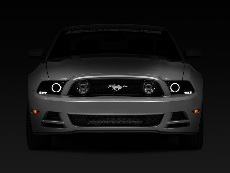 Raxiom 13-14 Ford Mustang w/ Factory HIDLED Halo Projector Headlights- Black Housing (Smoked Lens)