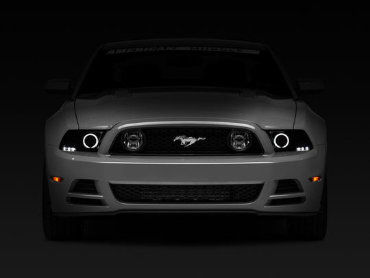 Raxiom 13-14 Ford Mustang w/ Factory HIDLED Halo Projector Headlights- Black Housing (Smoked Lens)