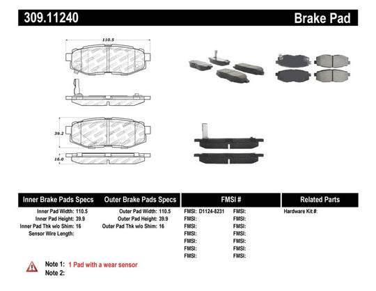 StopTech Performance 06-10 Subaru Legacy Sedan/Outback/13 BRZ / 13 Scion FR-S Rear Brake Pads