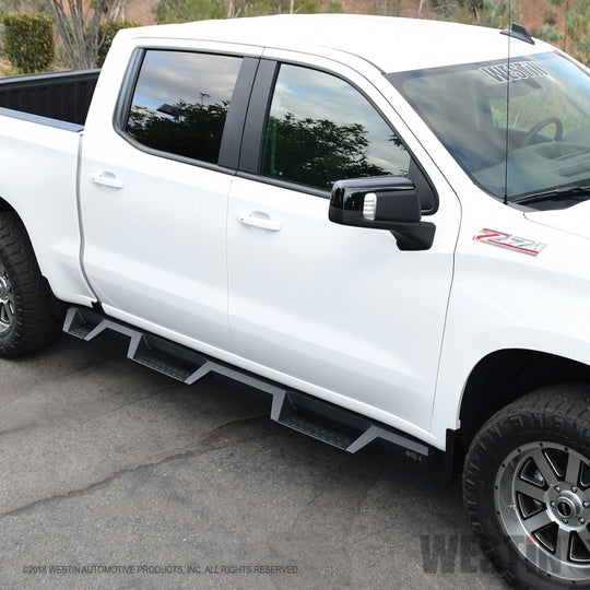 Westin 2019 Chevrolet Silverado/Sierra 1500 (5.5ft) Drop Wheel to Wheel Nerf Step Bars - Txt Black