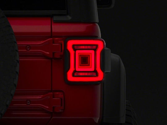 Raxiom 18-23 Jeep Wrangler JL Horizon LED Tail Lights- BlkHousing- Red Lens