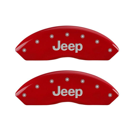 MGP 4 Caliper Covers Engraved Front & Rear JEEP Red finish silver ch