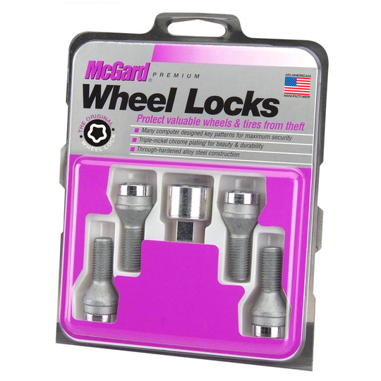 McGard Wheel Lock Bolt Set - 4pk. (Cone Seat) M14X1.5 / 17mm Hex / 31.0mm Shank Length - Chrome