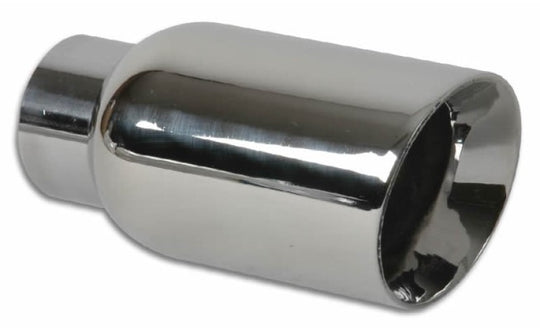 Vibrant 2.5in ID Single 4in OD Round SS Exhaust Tip (Double Wall Angle Cut)
