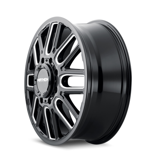 Mayhem 8107D Cogent Dually 22x8.25/8x165.1 BP/115mm Offset/121.3mm Hub Black w/ Milled Spokes Wheel