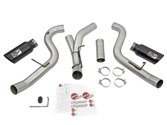 aFe Atlas Exhaust 4in Dual DPF-Back Al Steel w/ Black Tips 16-17 GM Diesel Truck V8-6.6L (td) LML