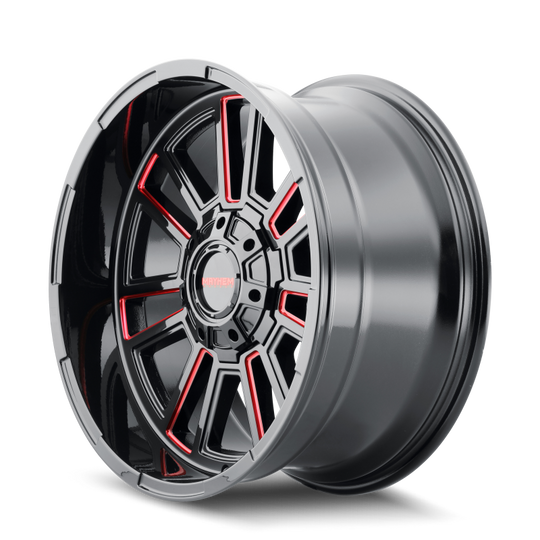 Mayhem 8115 Apollo 20x10 / 6x135 BP / -19mm Offset / 106mm Hub Black w/ Prism Red Wheel