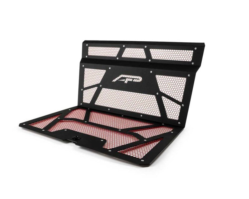 Agency Power 14-18 Polaris RZR XP 1000 / XP Turbo Vented Engine Cover - Matte Black/Red Mesh