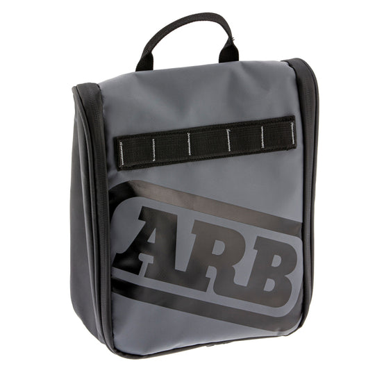 ARB Toiletries Bag Charcoal Finish w/ Red Highlights PVC Outer Shell Mesh Pockets Mirror