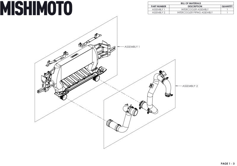 Mishimoto 21+ Bronco 2.3L High Mount INT Kit SL Core BK Pipes