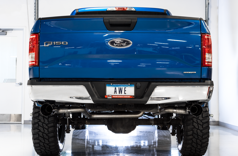 AWE Tuning 2015+ Ford F-150 0FG Dual Exit Performance Exhaust System w/5in Diamond Black Tips