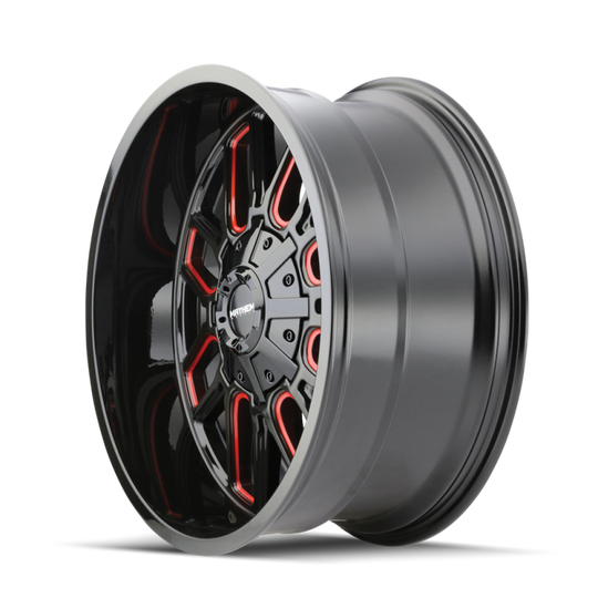 Mayhem 8107 Cogent 22x10 / 8x165.1 BP / -19mm Offset / 130.8mm Hub Black w/ Prism Red Wheel