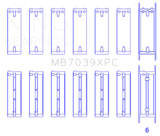 King BMW M20/M50 2.0L/2.5L/2.7L Crankshaft Main Bearings Set - 7 Pairs Coated