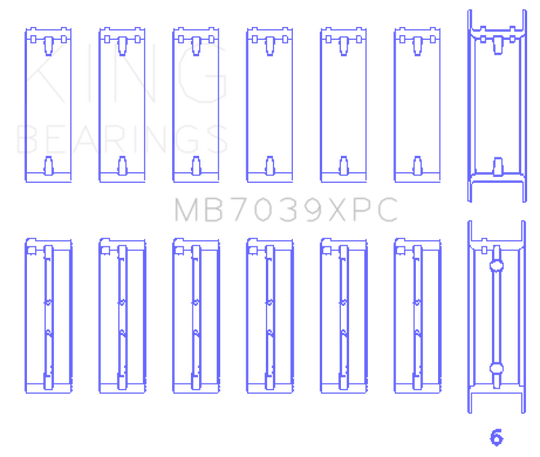 King BMW M20/M50 2.0L/2.5L/2.7L Crankshaft Main Bearings Set (Size .026) - 7 Pairs Coated