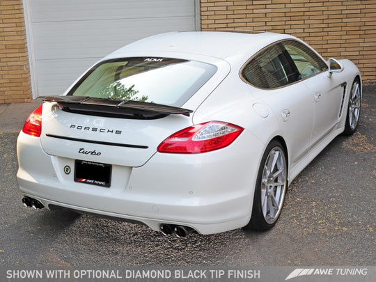 AWE Tuning Panamera Turbo Performance Exhaust System Track Edition Polished Silver Tips