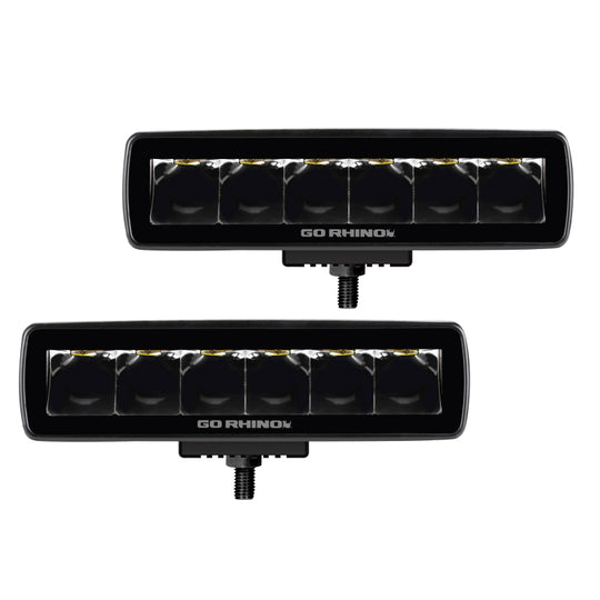 Go Rhino Xplor Blackout Series Sixline LED Spot Light Kit (Surface/Threaded Stud Mount) - Blk (Pair)