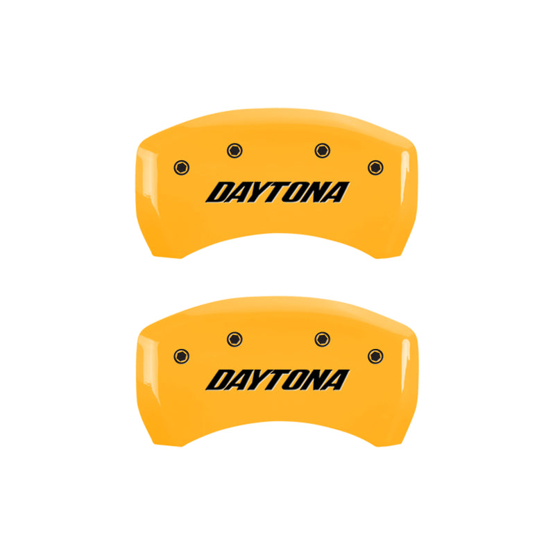 MGP 4 Caliper Covers Engraved Front & Rear Daytona Yellow Finish Black Char 2006 Dodge Charger