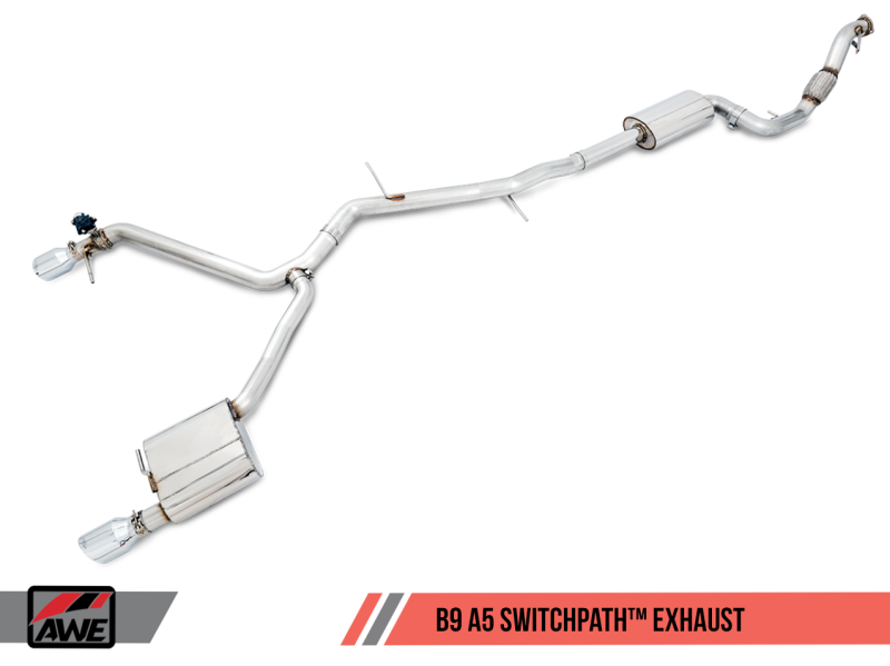 AWE Tuning Audi B9 A5 SwitchPath Exhaust Dual Outlet - Diamond Black Tips (Includes DP and Remote)