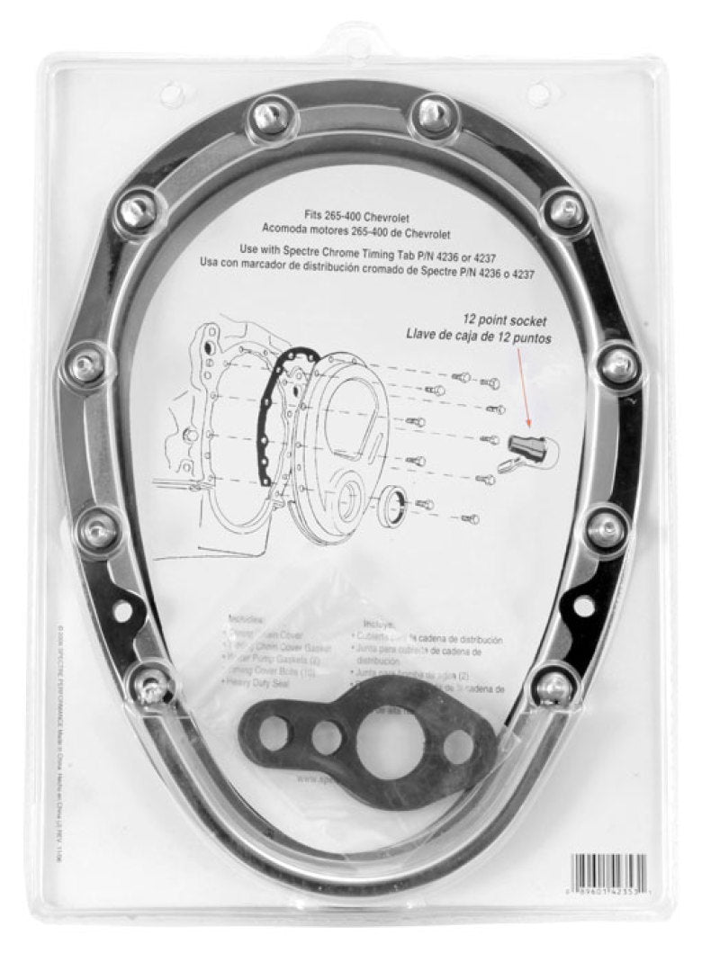 Spectre SB Chevrolet Timing Cover (Incl. Pre-Installed Seal/Gaskets/Bolts) - Chrome