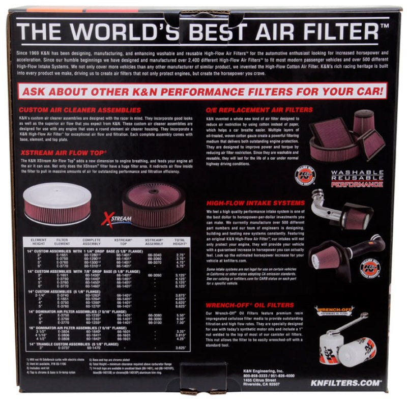 K&amp;N Custom Round Filter 5-1/8in FLG / 11in Dia / 4-3/4in H w/VENT