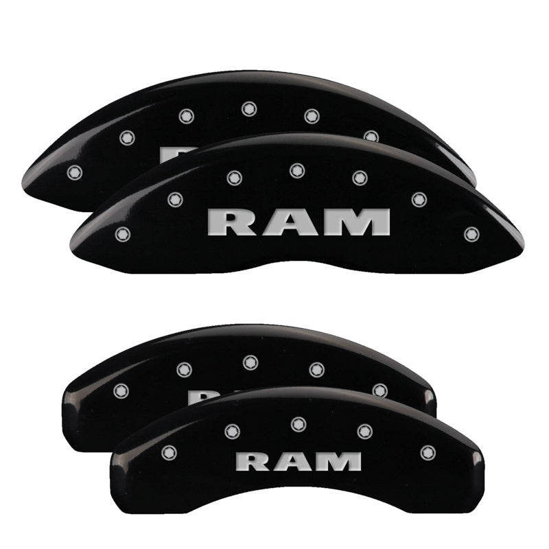 MGP 4 Caliper Covers Engraved Front & Rear Ram Yellow Finish Black Char 2010 Dodge Ram 2500