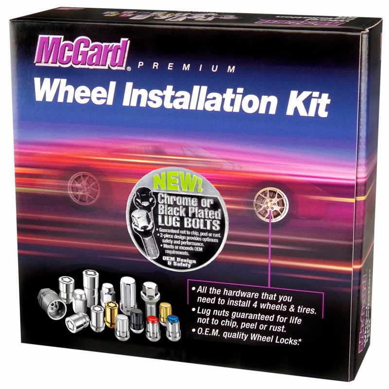 McGard 5 Lug Hex Install Kit w/Locks (Cone Seat Bolt) M12X1.5 / 17mm Hex / 25.5mm Shank L. - Black