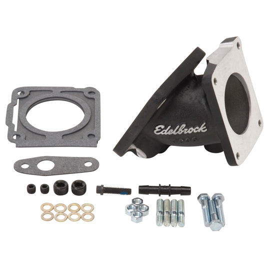 Edelbrock EFI Throttle Body Adaptor (Elbow) Ford Mustang 94-95 w/ Black Mini Texture Powder Coat