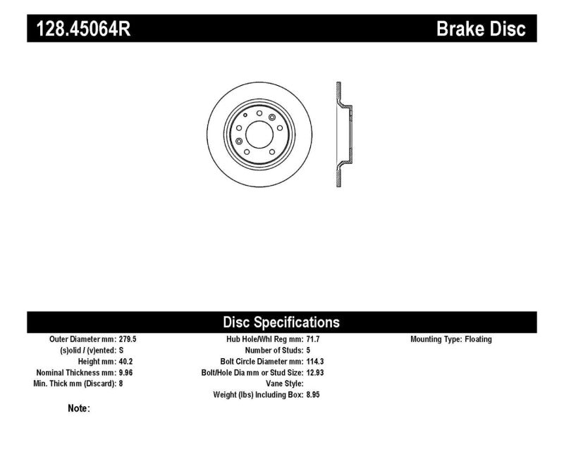 StopTech 06-10 Ford Fusion / 06-10 Mazda Miata MX-5 / 03-09 Mazda 6 Drilled Right Rear Rotor