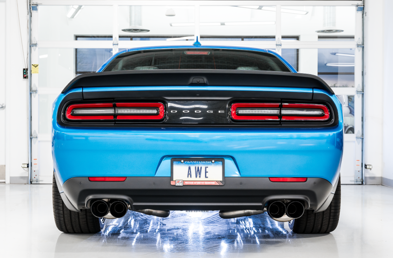 AWE Tuning 2015+ Dodge Challenger 6.4L/6.2L Non-Resonated Touring Edition Exhaust - Quad Black Tips