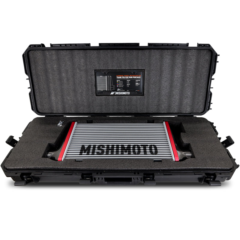 Mishimoto Universal Carbon Fiber Intercooler - Gloss Tanks - 600mm Black Core - C-Flow - DG V-Band