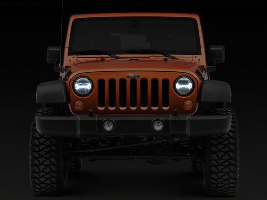 Raxiom07-18 Jeep Wrangler JK LED Halo Projector Headlights- Chrome Housing (Clear Lens)