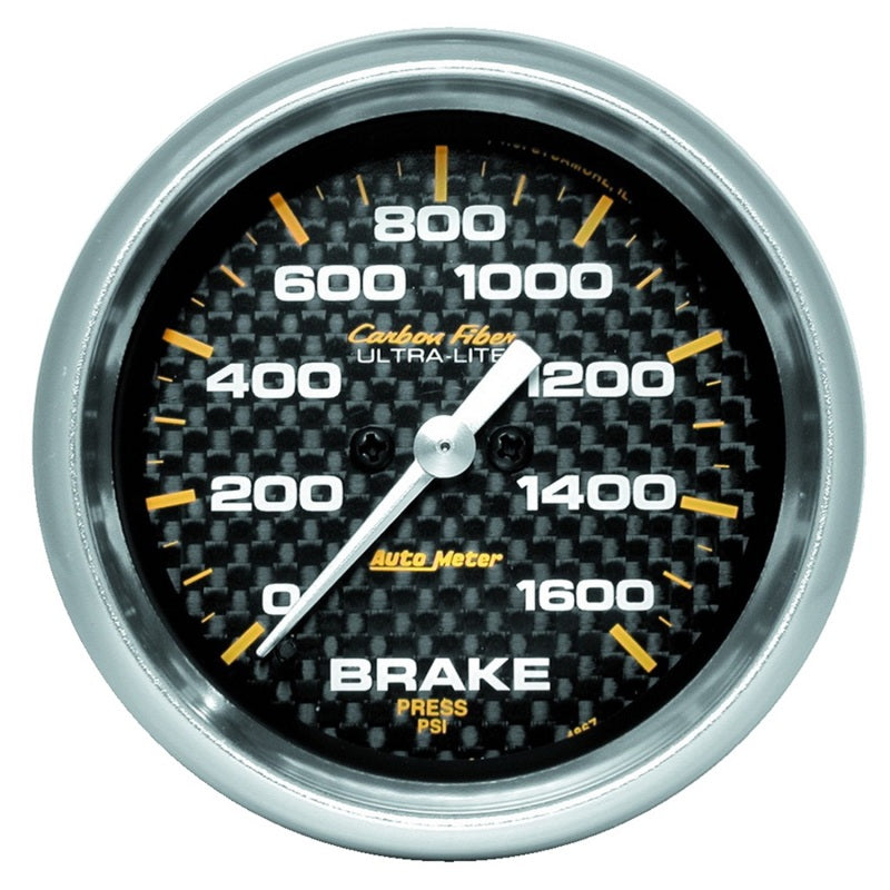 AutoMeter Gauge Brake Pressure 2- 5/8in 1600PSI Digital Stepper Motor - Carbon Fiber