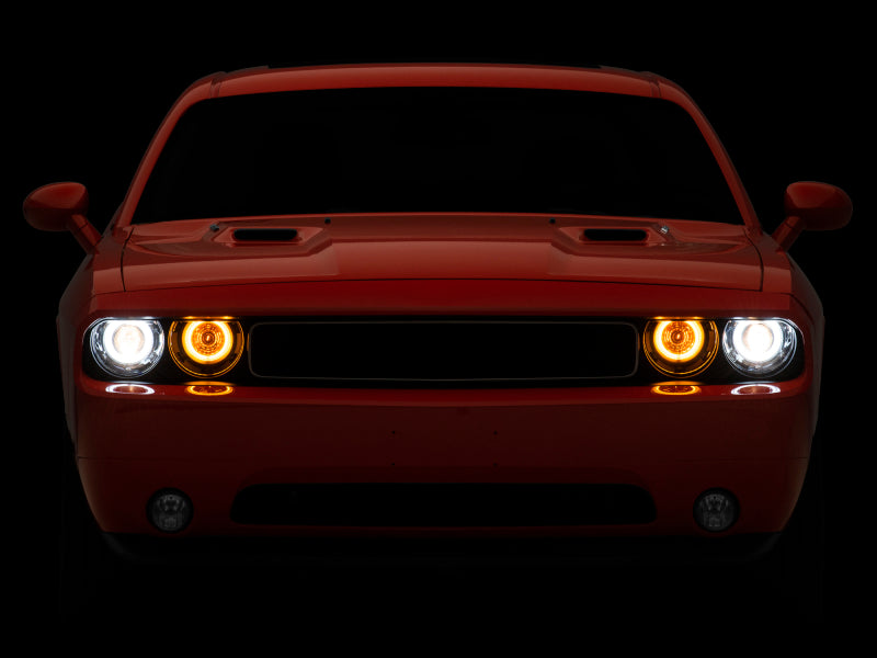 Raxiom 08-14 Dodge Challenger Dual LED Halo Projector Headlights- Black Housing (Clear Lens)