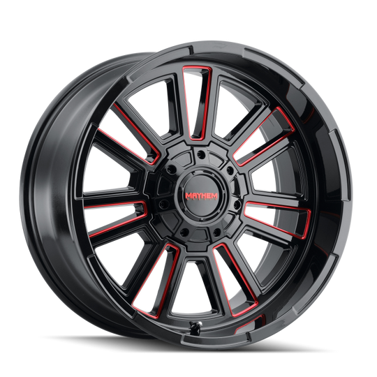 Mayhem 8115 Apollo 20x9 / 8x170 BP / 18mm Offset / 125.2mm Hub Black w/ Prism Red Wheel