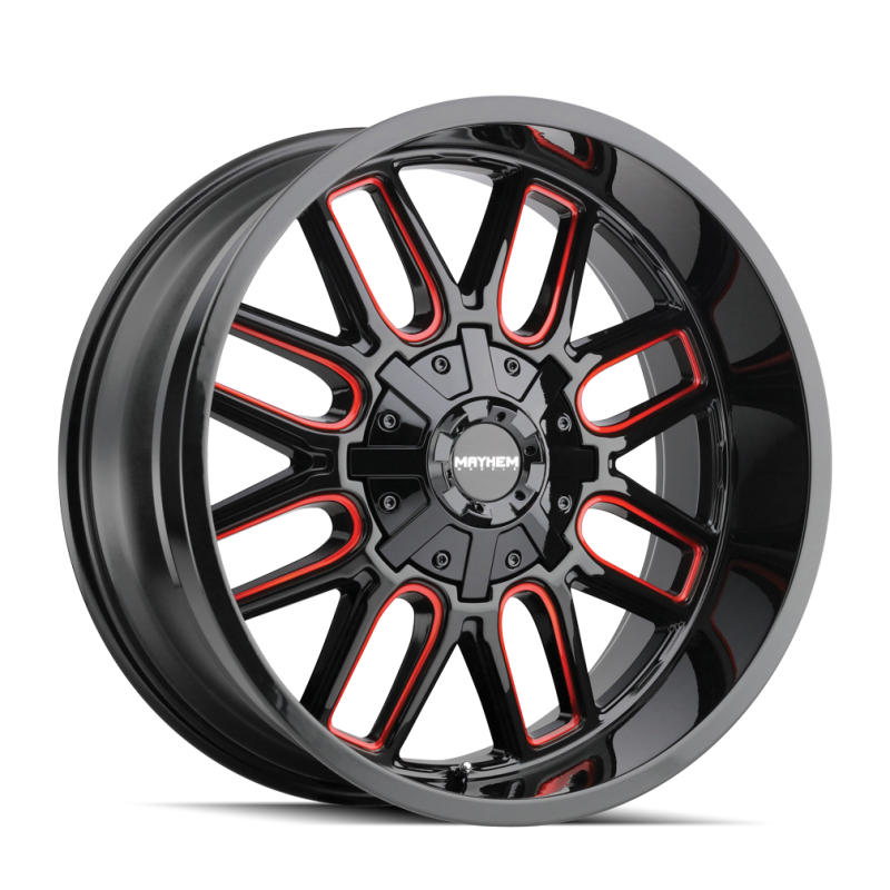 Mayhem 8107 Cogent 18x9 / 8x165.1 BP / 0mm Offset / 130.8mm Hub Black w/ Prism Red Wheel