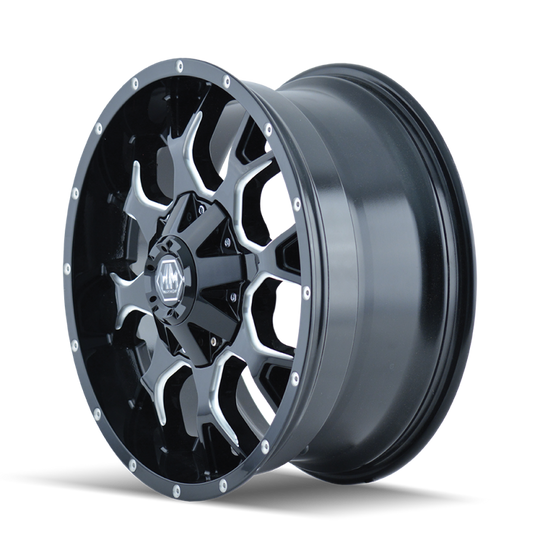 Mayhem 8015 Warrior 17x9 / 8x165.1 BP / -12mm Offset / 130.8mm Hub Black w/ Milled Spokes Wheel