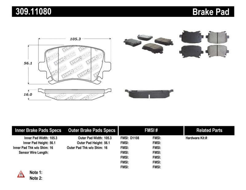 StopTech Performance 06-09 Audi A3 / 05-09 Audi A4/A6 / 08-09 Audi TT / 06-09 VW GTI / 06-09 Jetta