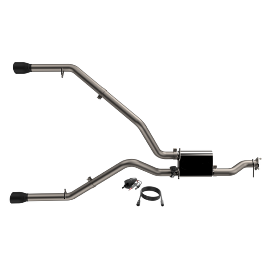 QTP 19-20 Ram 1500 304SS Screamer Cat-Back Exhaust Rear Split Exit w/4.5in Black Tips