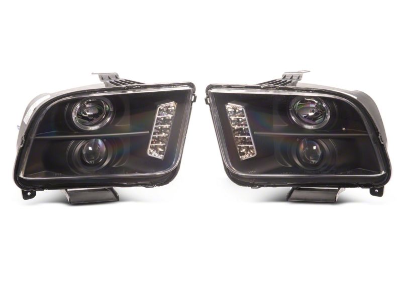 Raxiom 05-09 Ford Mustang Excluding GT500 LED Halo Projector Headlights- Blk Housing (Clear Lens)