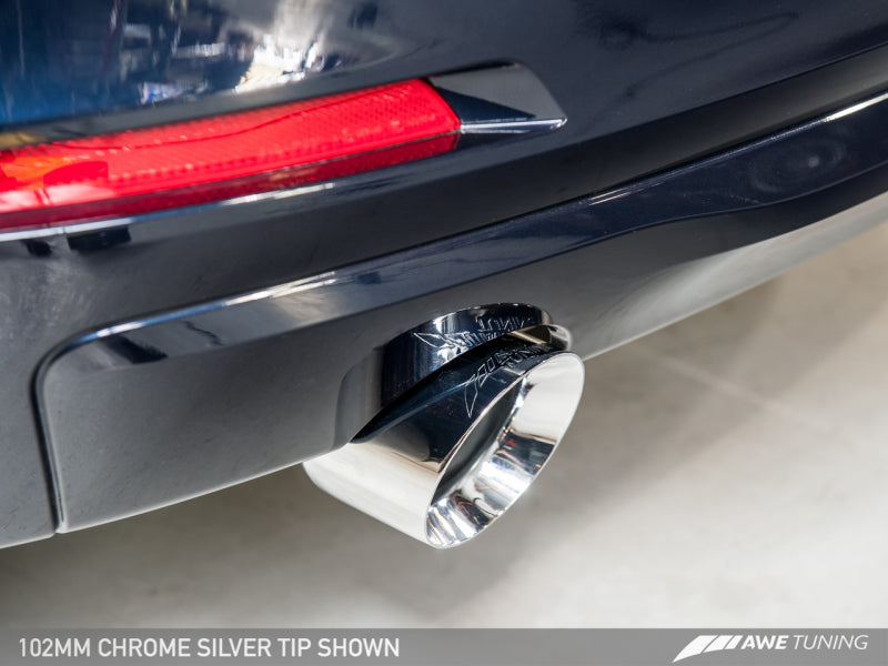 AWE Tuning BMW F30 320i Touring Exhaust &amp; Performance Mid Pipe - Chrome Silver Tip (102mm)