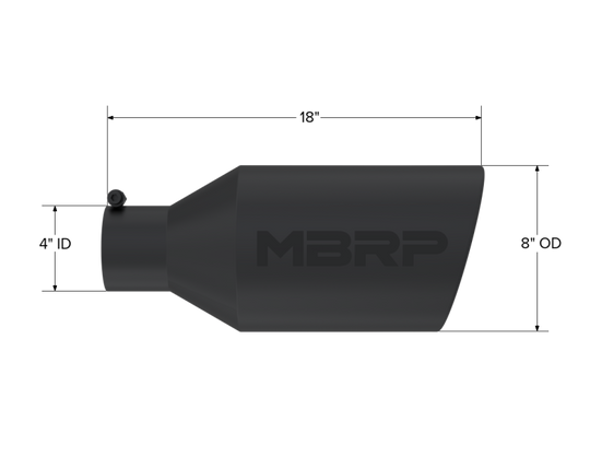 MBRP Universal Tip 8in O.D. Rolled End 4in inlet 18in length Black