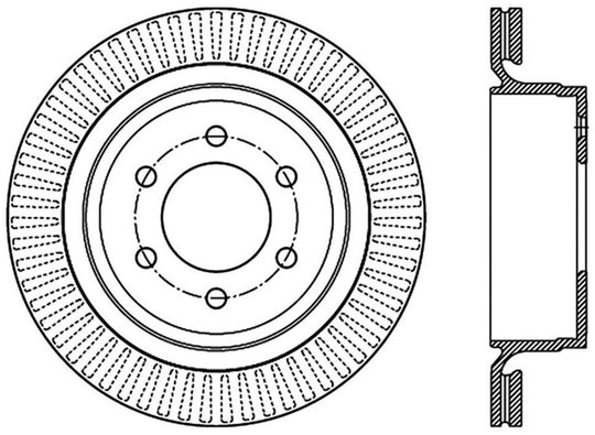 StopTech 12-14 Ford F-150 w/ 6 Lug Rear Right Slotted Sport Cryo Brake Rotor