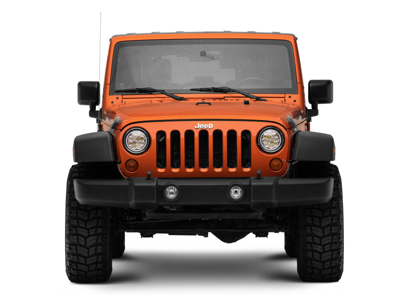 Raxiom 97-18 Jeep Wrangler TJ/JK Axial Spider LED Headlight w/ Amber DRL- Chrome Hsng (Clear Lens)