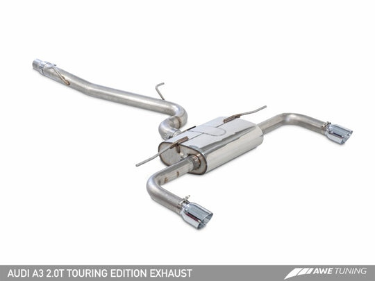 AWE Tuning Audi 8V A3 Touring Edition Exhaust - Dual Outlet Chrome Silver 90 mm Tips