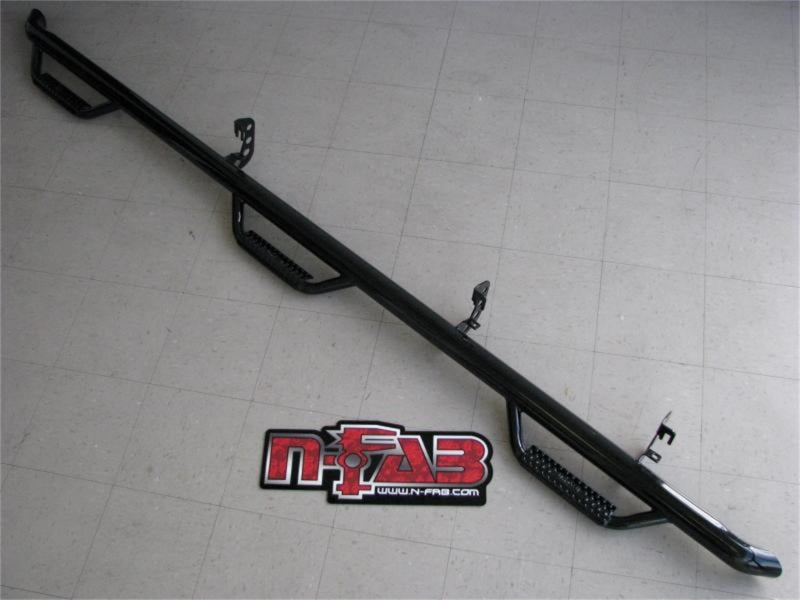 N-Fab Nerf Step 87-97 Ford F-250/350 Crew Cab 8ft Bed - Gloss Black - Bed Access - 3in
